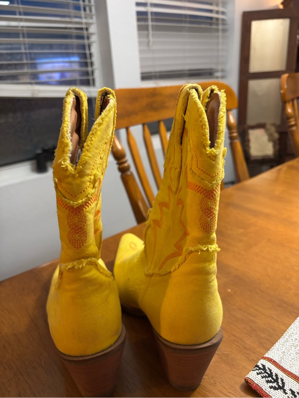 dingo Yellow Embroidered Western Heeled Boots - Picture 2 of 6
